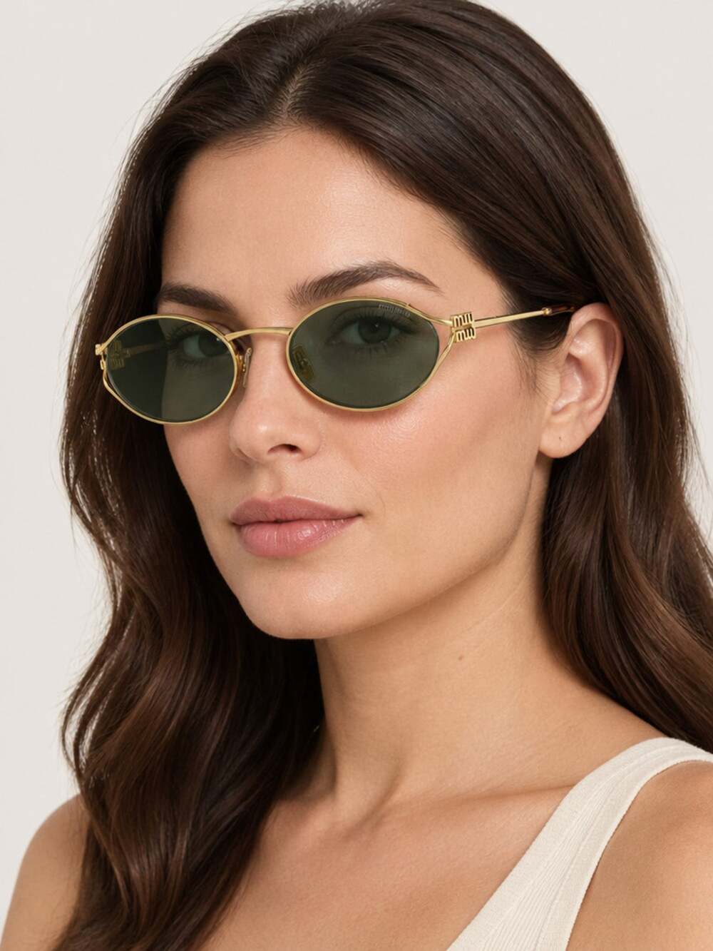 NEW Miu Miu MU52YS 5AK04M Gold Sunglasses Authentic